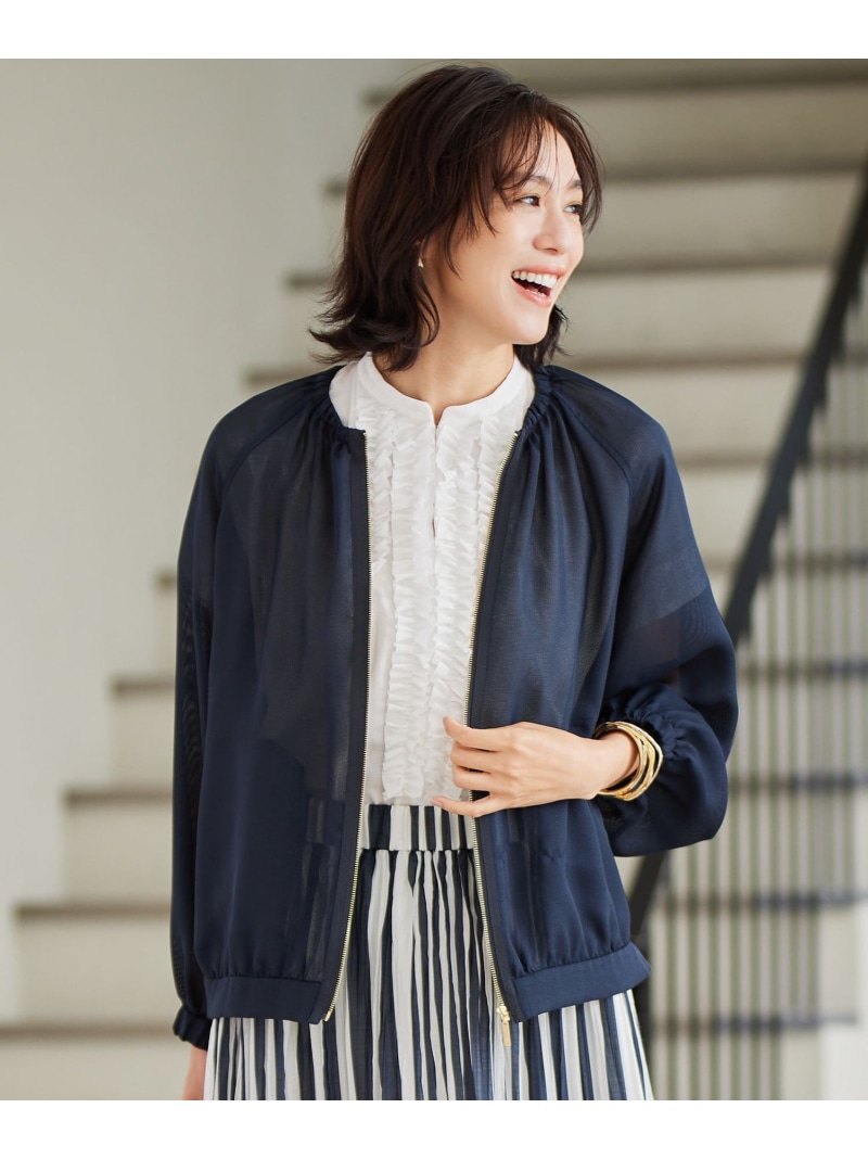 【SALE／30%OFF】【洗える】ソフトリネンフリルディティール ブラウス 自由区 S ジユウク トップス シャツ・ブラウス ネイビー オレンジ ホワイト グレー【RBA_E】【送料無料】[ Fashion]