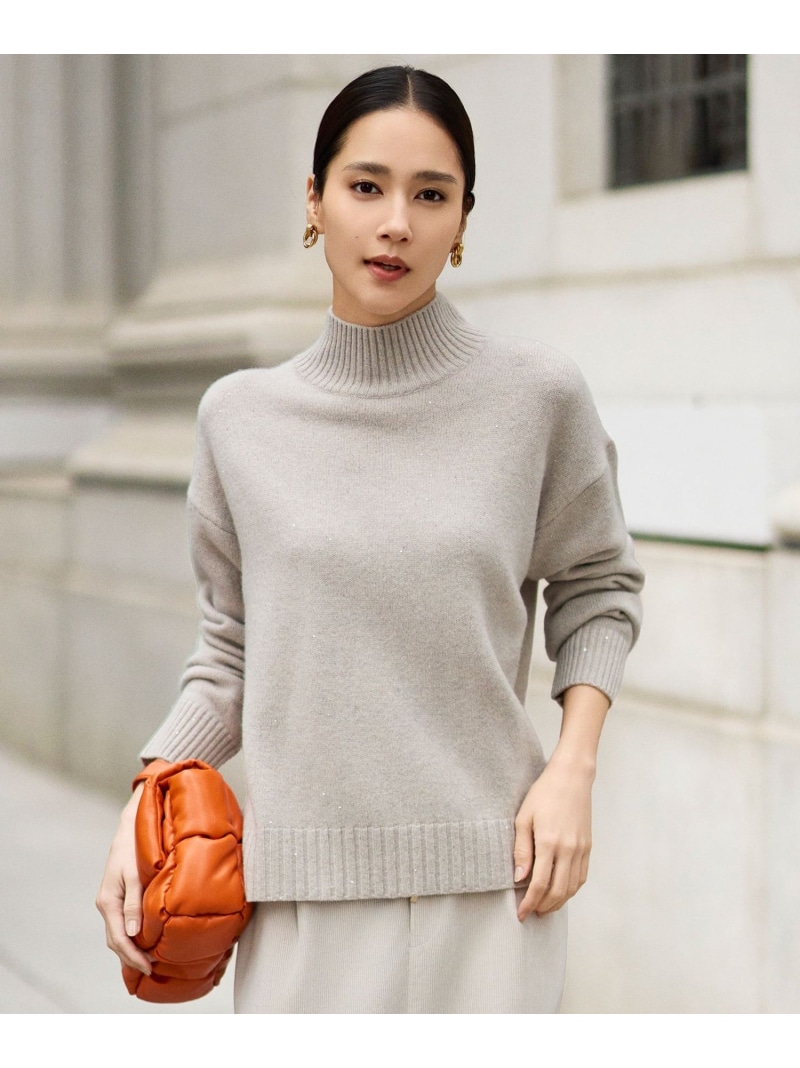 ウールカシミヤブレンドスパンコールハイネック ニット 自由区 S ジユウク トップス ニット ベージュ ブラウン グレー ブラック【送料無料】[ Fashion]