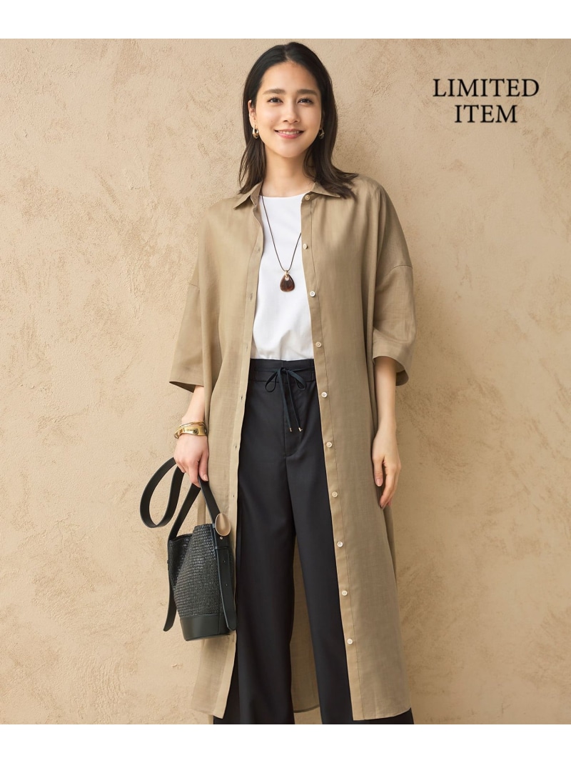 【SALE／30%OFF】【WEB限定】シアーラミーローンシャツ ワンピース 自由区 S ジユウク ワンピース・ドレス シャツワンピース ベージュ【RBA_E】【送料無料】[ Fashion]｜自由区