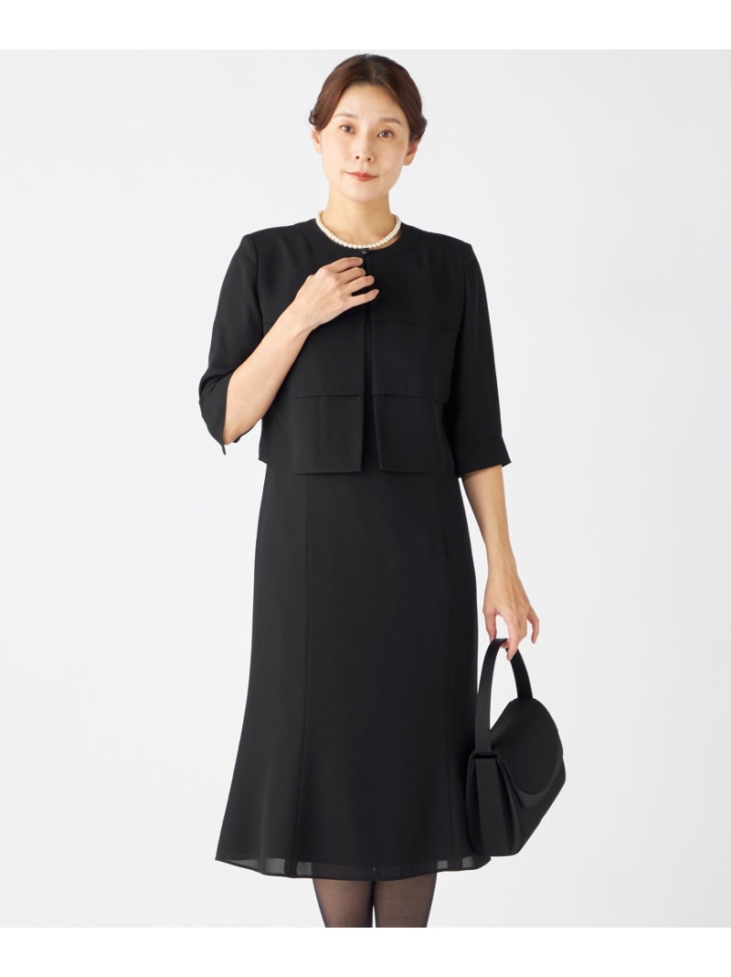 【洗える】ボレロ風ワンピース 自由区 FORMAL ジユウク ワンピース・ドレス ドレス ブラック【送料無料】[ Fashion]｜自由区