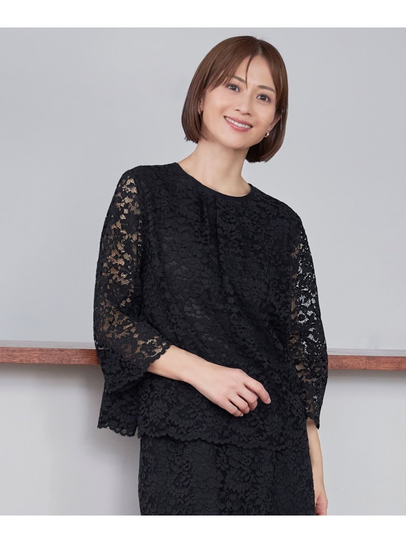 【SALE／30%OFF】【セットアップ対応・洗える】フルールスカラレースプルオーバー ブラウス 自由区 ジユウク トップス シャツ・ブラウス ブラック【RBA_E】【送料無料】[ Fashion]
