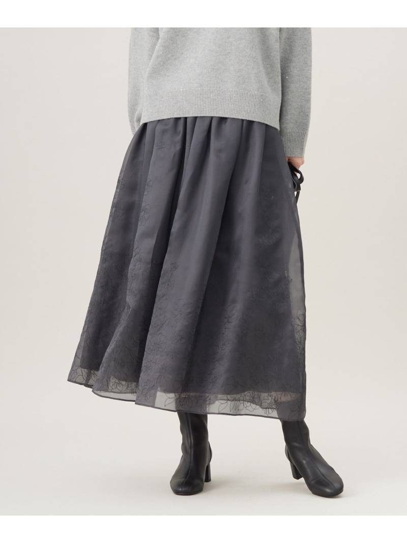 【SALE／30%OFF】【洗える】シアーパネルエンブロイダリー スカート 自由区 ジユウク スカート ロング・マキシスカート グリーン【RBA_E】【送料無料】[ Fashion] 13,824円