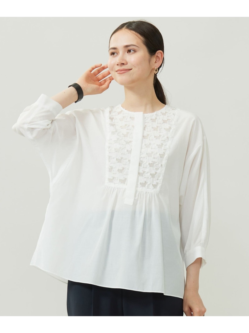 【SALE／30%OFF】シアージオメトリックジャカードプルオーバー ブラウス 自由区 S ジユウク トップス シャツ・ブラウス ホワイト ネイビー【RBA_E】【送料無料】[ Fashion]