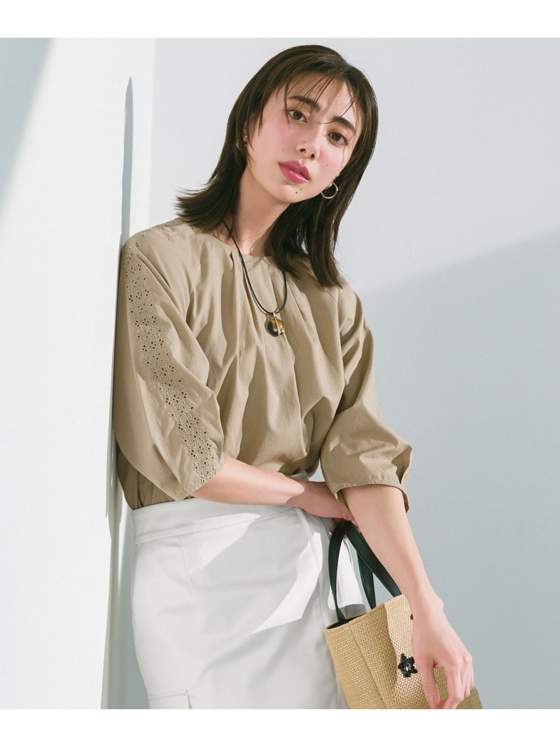 【SALE／30%OFF】【洗える】エンブロイダリーブロードプルオーバー ブラウス 自由区 ジユウク トップス シャツ・ブラウス ホワイト ブルー【RBA_E】【送料無料】[ Fashion]