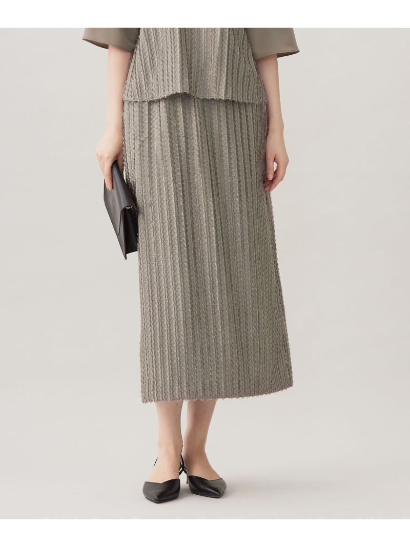 【SALE／40%OFF】【セットアップ対応・洗える】フリンジジャガード スカート 自由区 ジユウク スカート ロング・マキシスカート グレー ブラウン【RBA_E】【送料無料】[ Fashion]