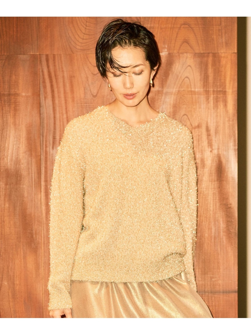 【SALE／30%OFF】【カタログ掲載】フェザーラメプルオーバー ニット 自由区 ジユウク トップス ニット ブラウン グレー【RBA_E】【送料無料】[ Fashion]
