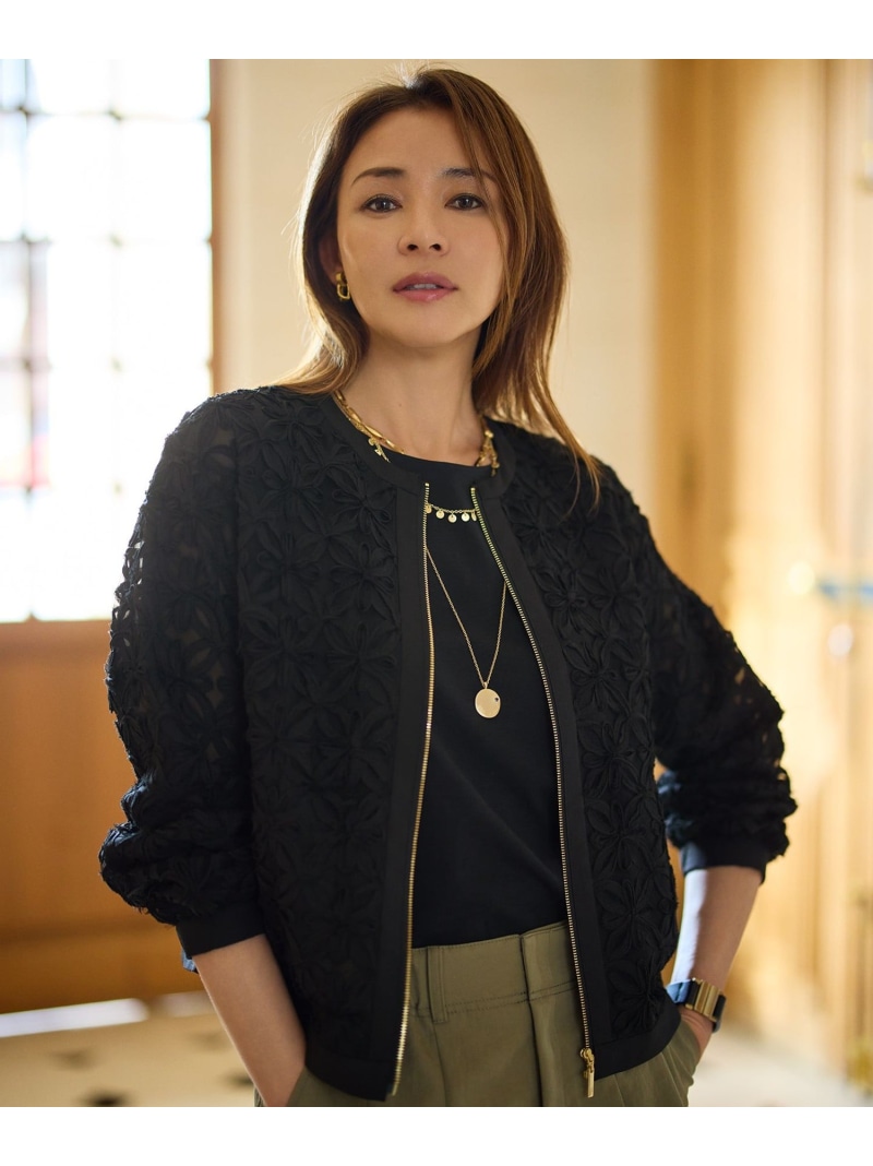 【累算1000枚突きやぶる・SHIHOさん着付ける・WEB此れから売りわたす・新色加えること】テープエンブロイダリー 上衣 大まか区 S ジユウク ジャケット・アウター 上衣・前掛け 黒いこと 赤銅色【貨物輸送無料】[ Fashion]