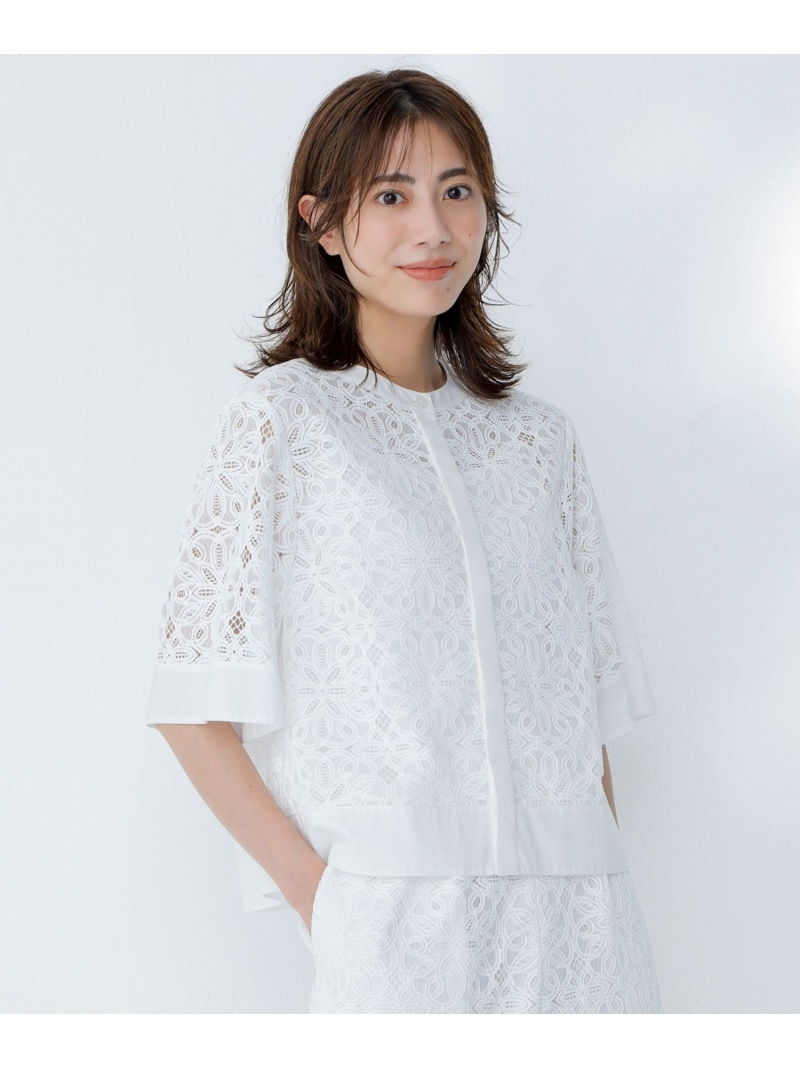 【SALE／30%OFF】フラワータイルレース ブラウス 自由区 S ジユウク トップス シャツ・ブラウス ブルー ホワイト グリーン【RBA_E】【送料無料】[ Fashion]