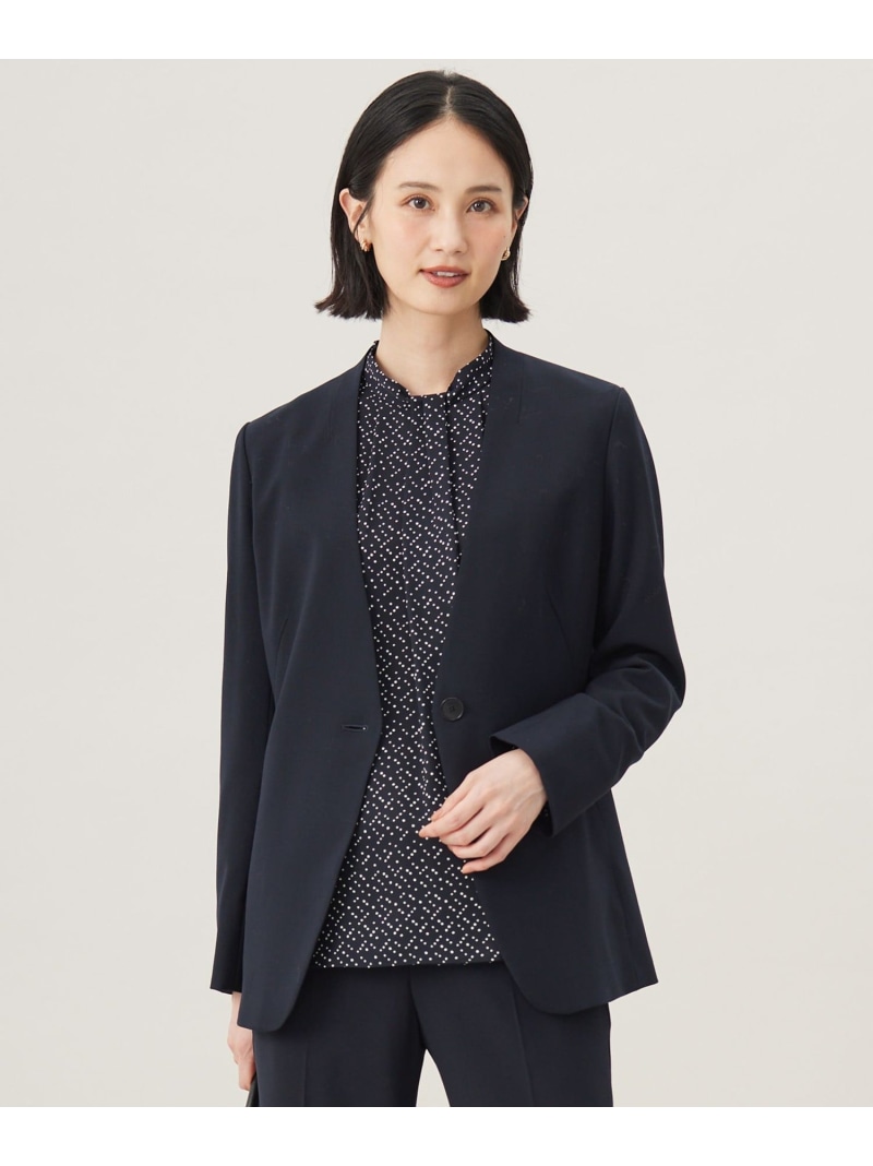 【SALE／30%OFF】【セットアップ相応う・洗える】ウールブレンドセットアップノーカラー 上衣 親しさ区 S ジユウク ジャケット・アウター 否色つや上衣 薄墨色 米国海軍【RBA_E】【貨物輸送無料】[ Fashion]