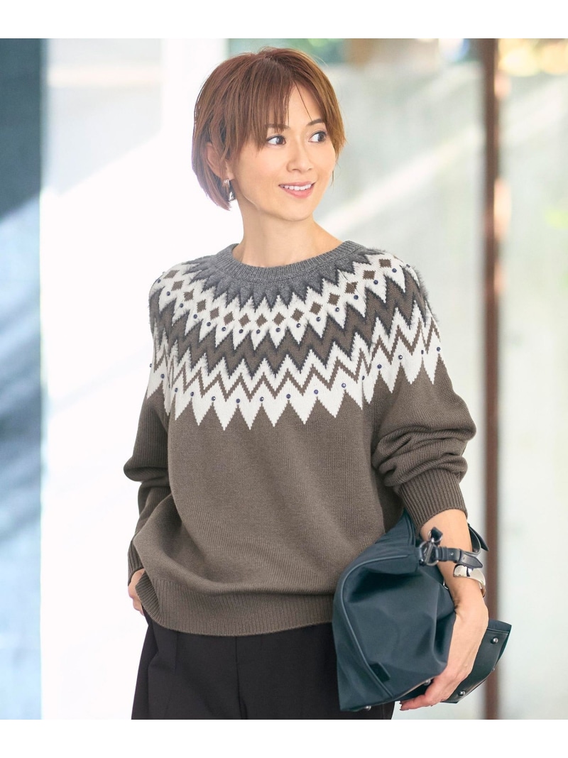 フェアアイル ニット 自由区 L ジユウク トップス ニット グレー ホワイト【送料無料】[ Fashion] 20,944円