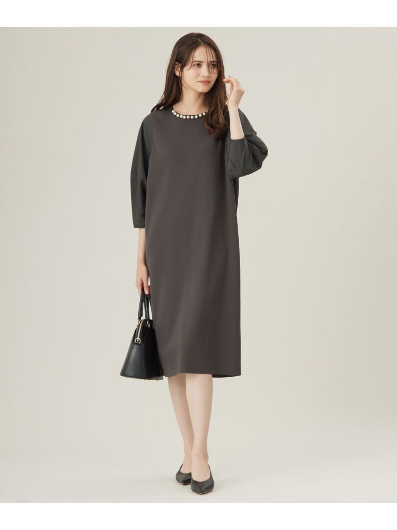 【SALE／40%OFF】【洗える】パールディティールニット ワンピース 自由区 S ジユウク ワンピース・ドレス ワンピース ネイビー【RBA_E】【送料無料】[ Fashion]｜自由区
