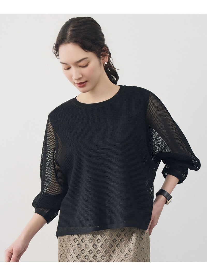 ライトメッシュ プルオーバー 自由区 ジユウク トップス ニット ブルー ブラック ベージュ【送料無料】[ Fashion]