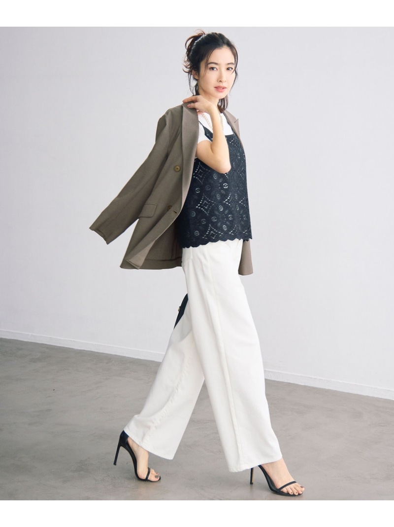 ウスカルデニムワイドストレート パンツ 自由区 ジユウク パンツ ジーンズ・デニムパンツ ホワイト ブルー【送料無料】[ Fashion]