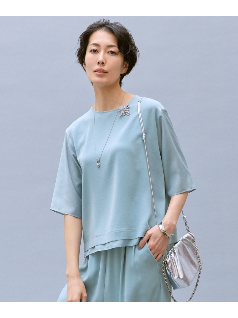 【カタログ掲載】ストレッチアムンゼン Tブラウス 自由区 S ジユウク トップス カットソー・Tシャツ ネイビー ブルー ベージュ【送料無料】[ Fashion]