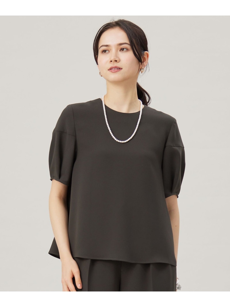 【SALE／30%OFF】【SHIHOさんコラボ・洗える】バックサテンジョーゼット ブラウス 自由区 S ジユウク トップス シャツ・ブラウス ブラウン グリーン【RBA_E】【送料無料】[ Fashion] 10,395円