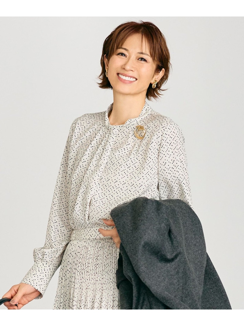 【17号サイズまで展開人気素材・新色追加・カタログ掲載・セットアップ対応】ライトサテン ブラウス 自由区 L ジユウク トップス シャツ・ブラウス ネイビー ベージュ ブラウン ブラック ホワイト【送料無料】[ Fashion]