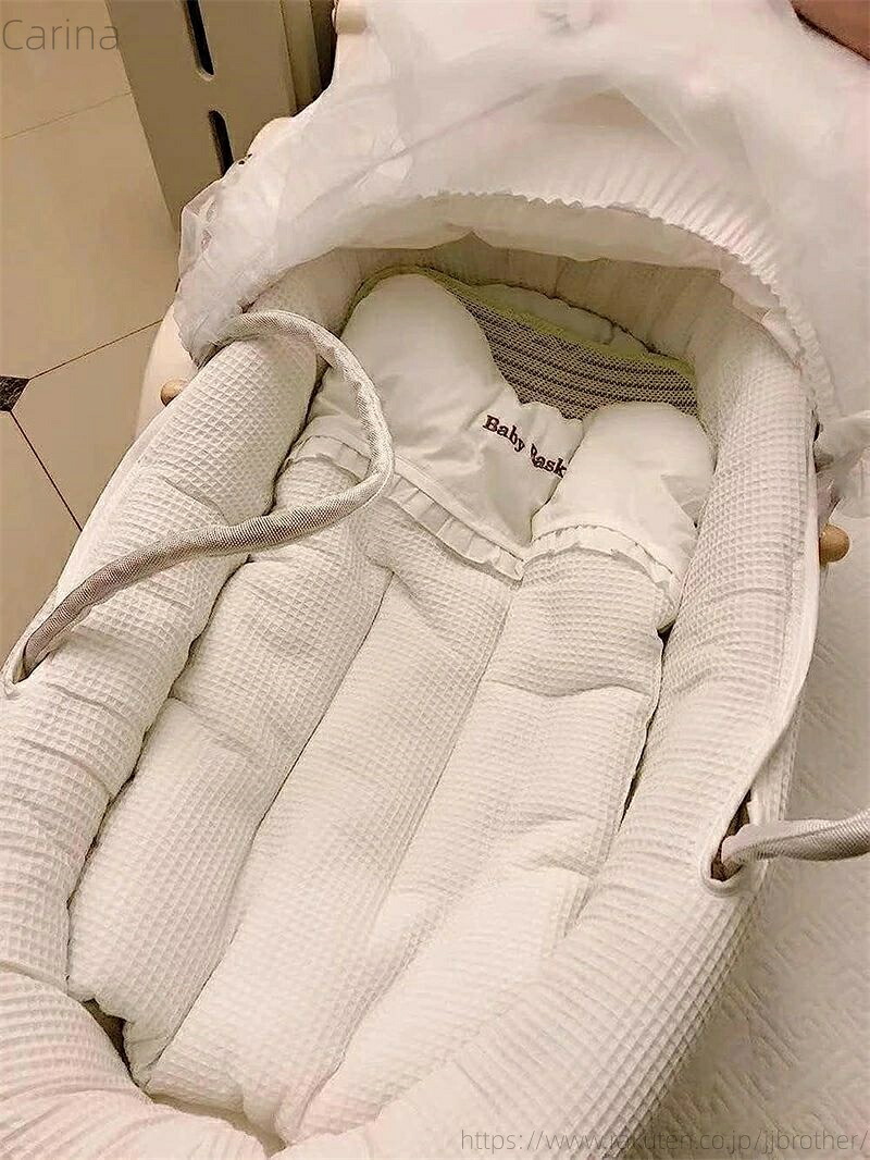 【送料無料】ベビー用クーファン ゆりかご 敷きふとん付き 蚊帳が付いています ナチュラル 赤ちゃん ベアリング 送料無料