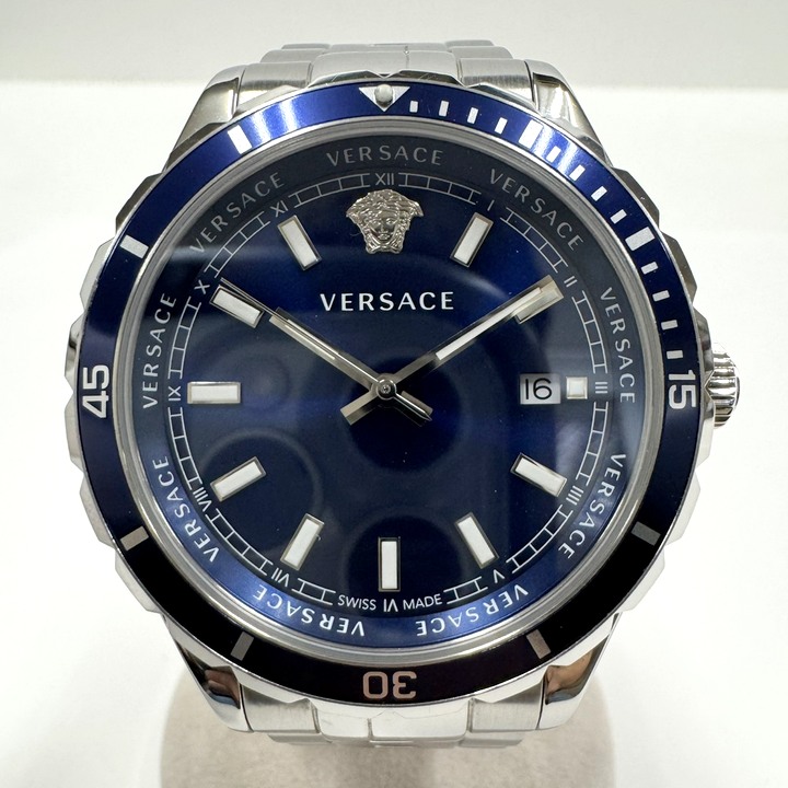 【中古】Versace ヴェルサーチ ヘレニウム 腕時計 SS×QZ ブルー文字盤 VE3A00922