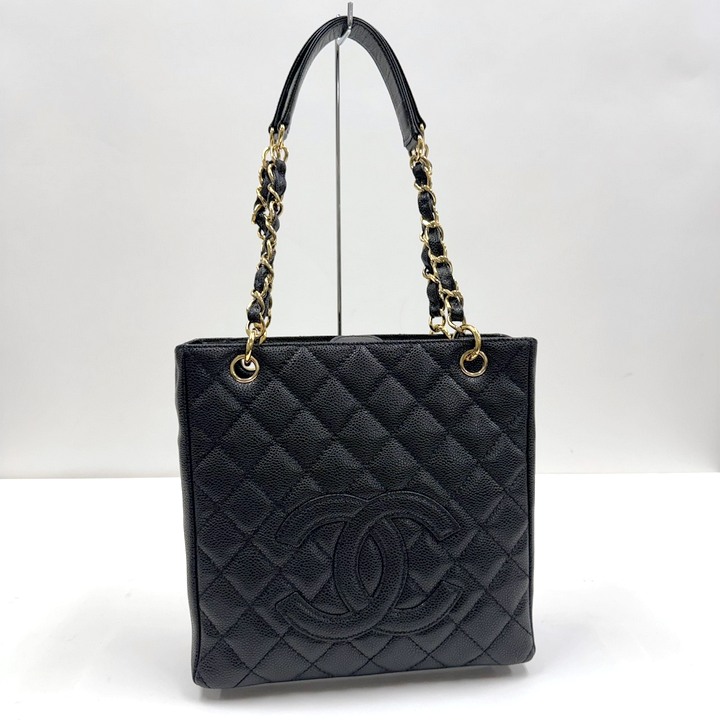 【中古】CHANEL シャネル PSTトートバッグ チェーンショルダーバッグ キャビアスキン ブラック×ゴールド金具 A20994 269,091円