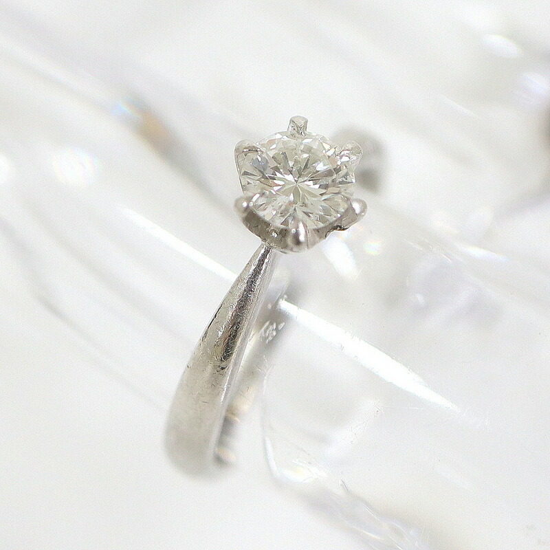 【中古】Jewelry Pt900 金剛石・輪っか 立爪目論む 日本珠玉聞き分け同盟 D:0.41コンピュータ断層撮影法 8.0号 3.3g