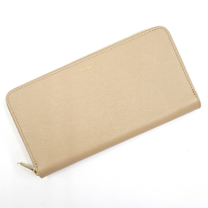【中古】CELINE セリーヌ ラージ・ジップウォレット 長紙入れ グレインドカーフ ベージュ 10B553BEL