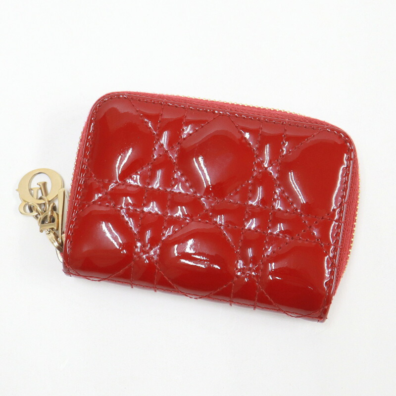 【中古】Dior ディオール ジップコインケース 小銭入れ パテントレザー レッド&times;ゴールド金具｜JJcollection 9,996円
