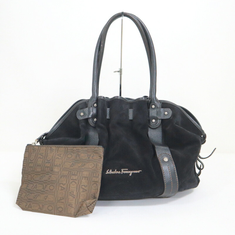 【中古】Salvatore Ferragamo サルヴァトーレフェラガモ ハンドバッグ スエード ブラックFJ-12 A219 12,614円
