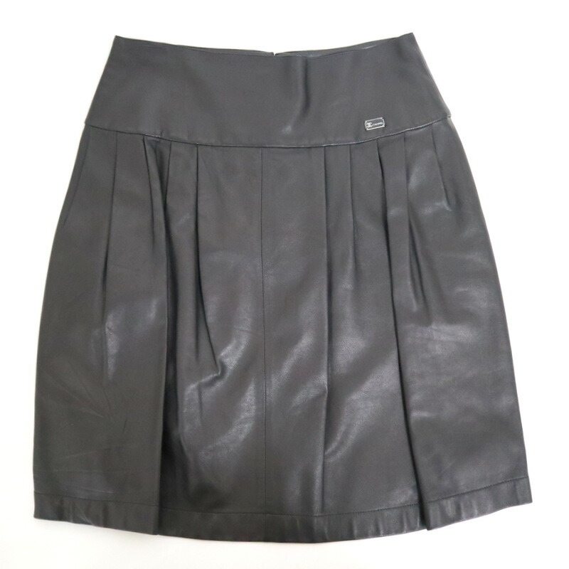 【中古】CHANEL シャネル スカート ブラック ラムスキンレザー #34 P30048C00018 07C