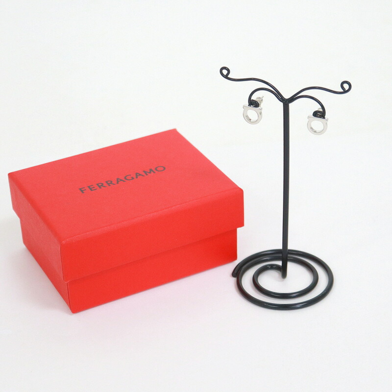 【中古】S.Ferragamo フェラガモ ガンチーニピアス シルバー メタル 760119