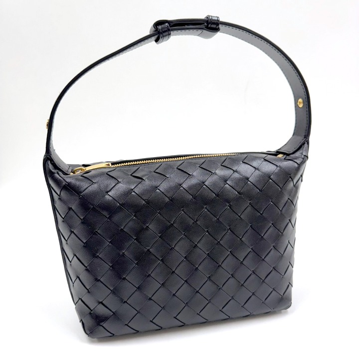 【中古】BOTTEGA VENETA ボッテガヴェネタ ミニウォレス ショルダーバッグ イントレチャート レザー ブラック 754443 173,990円