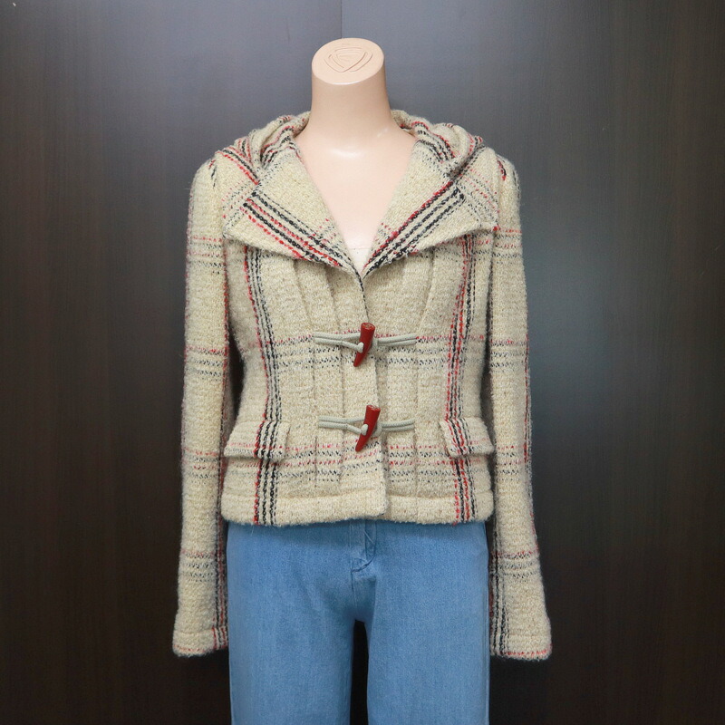 【中古】CHANEL シャネル ショートダッフルコート ボンネット付き添い人 マルチ色合い #36 P29305V19386 06A
