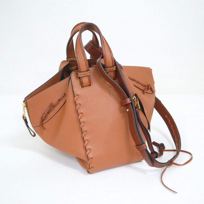 【中古】LOEWE ロエベ ハンモック・スモール御徒面子 ショルダーバッグ なめし革×スピード競技 赤銅色×ゴールド金具