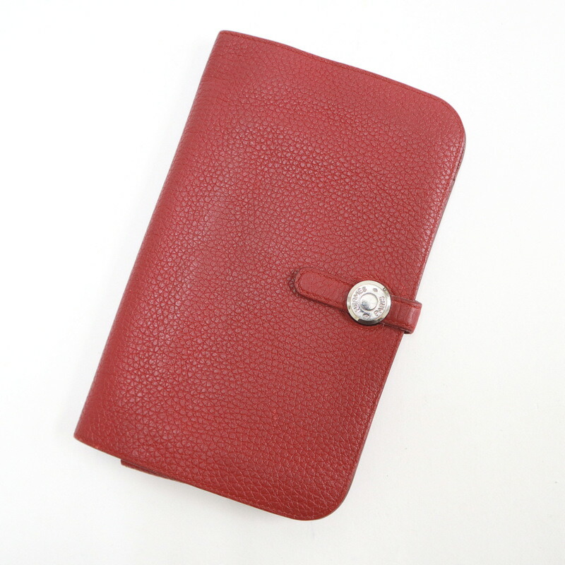【中古】HERMES エルメス ドゴンGM 二つ折り長財布 トゴ ボルドー×シルバー金具 □R刻印 2014年