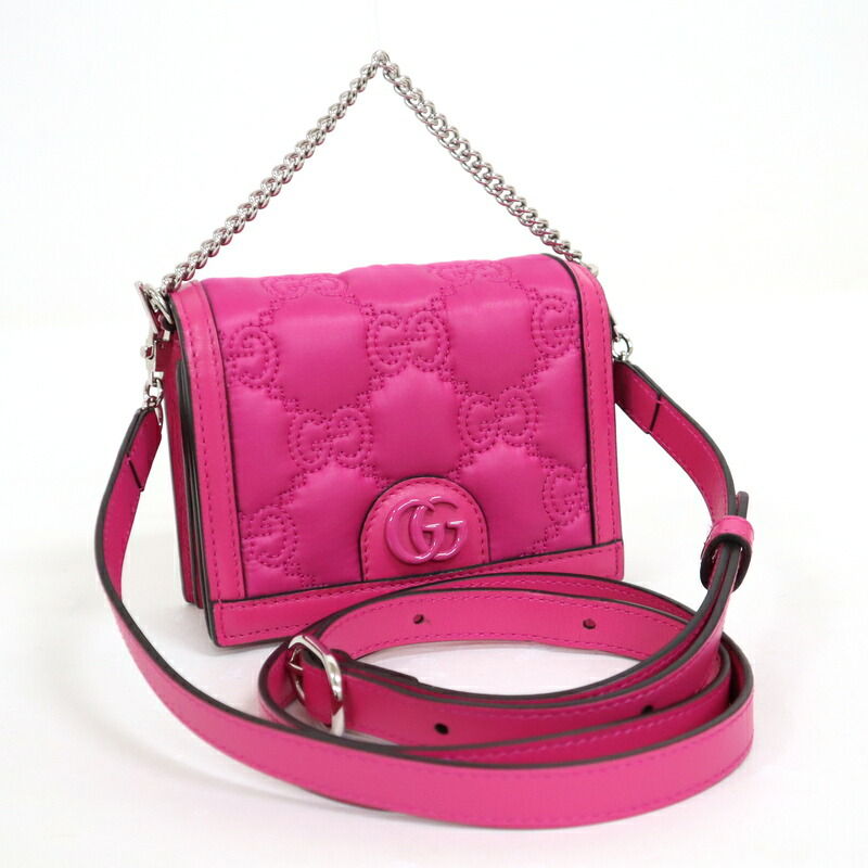 【中古】GUCCI グッチ ミニ ショルダーバッグ レザー ピンク×シルバー金具 723777|JJcollection