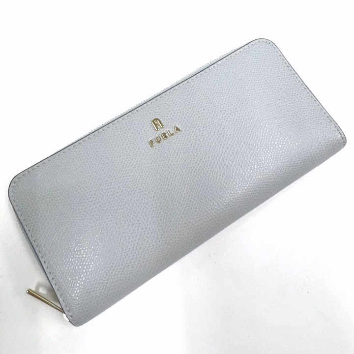 【中古】FURLA フルラ 長財布 レザー ライトグレー&times;ゴールド金具 WP00313 ARE000 4351S｜JJcollection