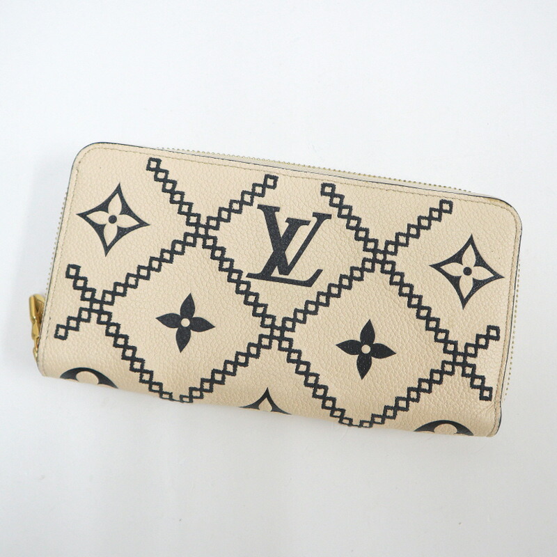 【中古】LOUIS VUITTON ルイヴィトン ジッピーウォレット モノグラムアンプラント ブロデリー クレーム M81141 RFID