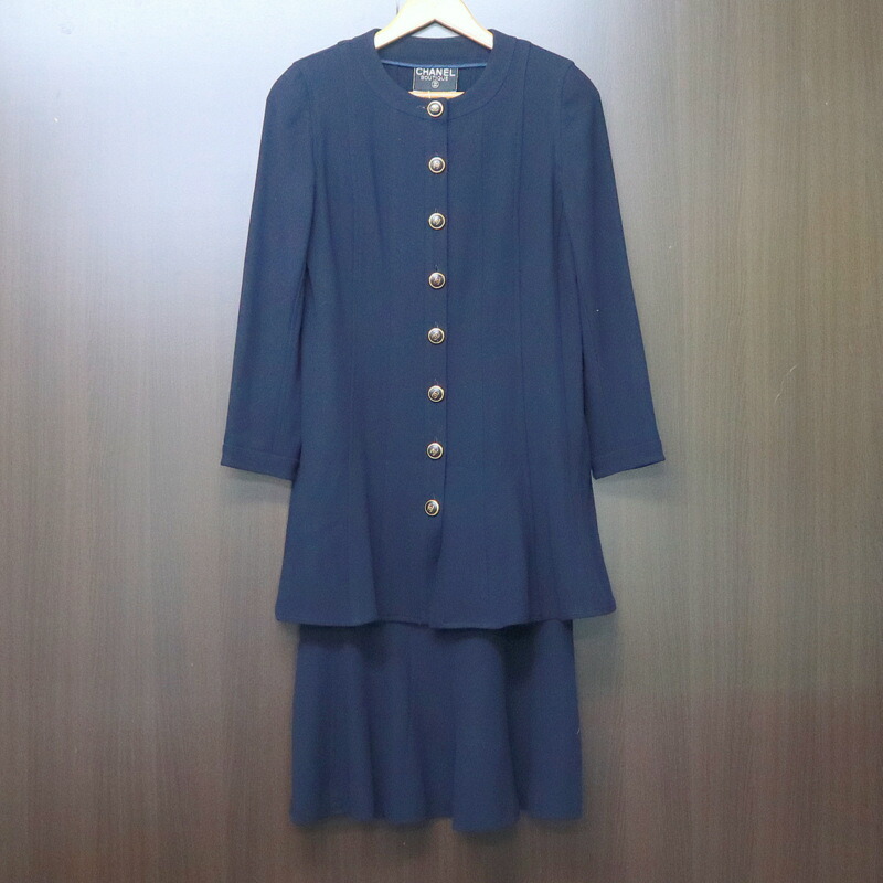 【中古】CHANEL シャネル ココボタン セットアップ ヴィンテージ 93P 羊毛×絹地 米国海軍 #38