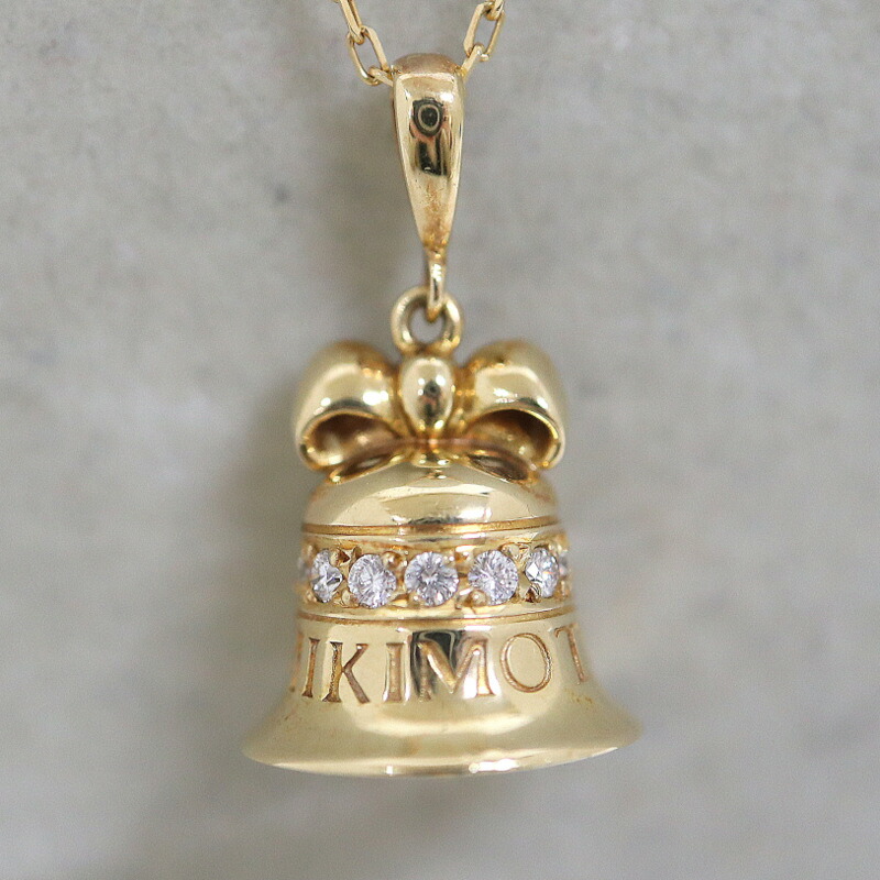 【中古】MIKIMOTO ミキモト K18YG×金剛石 シャンデリヤ・頸飾り 呼びりん動機 D:0.15コンピュータ断層撮影法