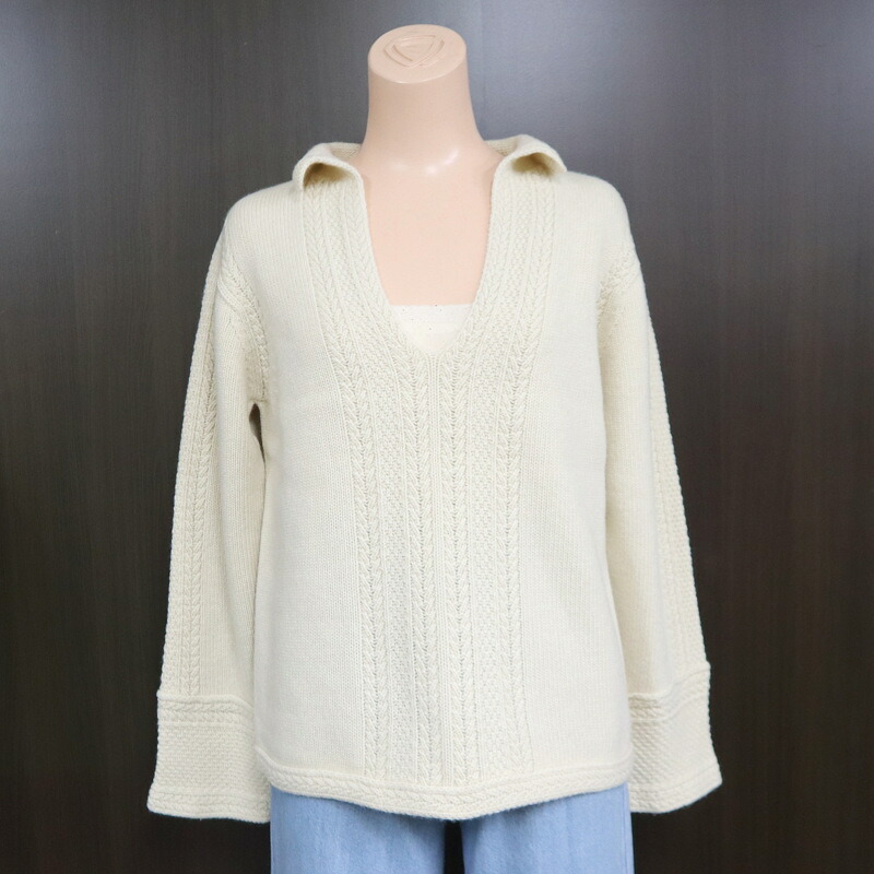 【中古】MaxMara マックスマーラ カシミヤ混・ニットセーター アイボリー ウール×カシミヤ #L