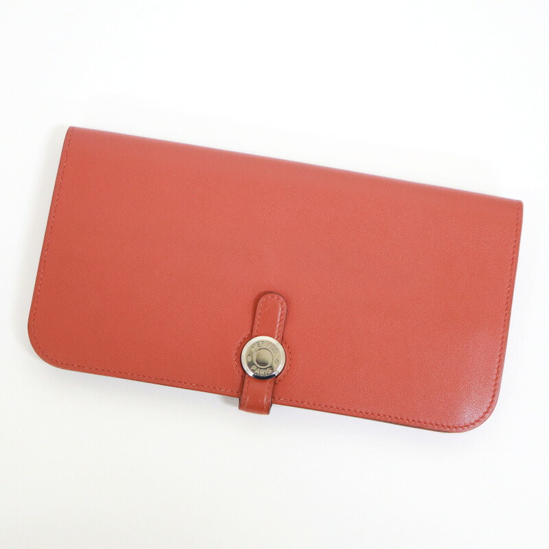 【中古】HERMES エルメス ドゴンレクトヴェルソ 二つ折り長財布 スイフト ブリック×ルージュヴィフ T刻