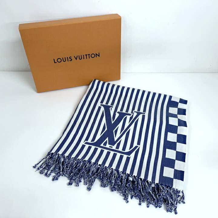 【中古】LOUIS VUITTON ルイヴィトン ビーチブランケット LV グラフィカル コットン ブルー×ホワイト M78404 26,377円