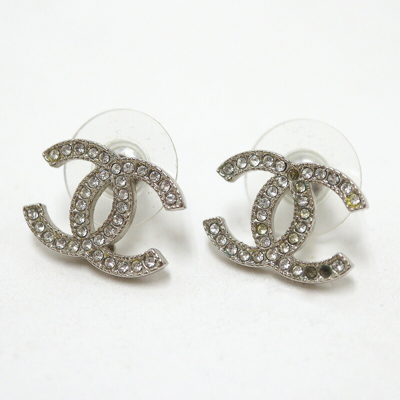 【中古】CHANEL シャネル ピアス ココマーク×ラインストーン シルバー A11A 32,357円