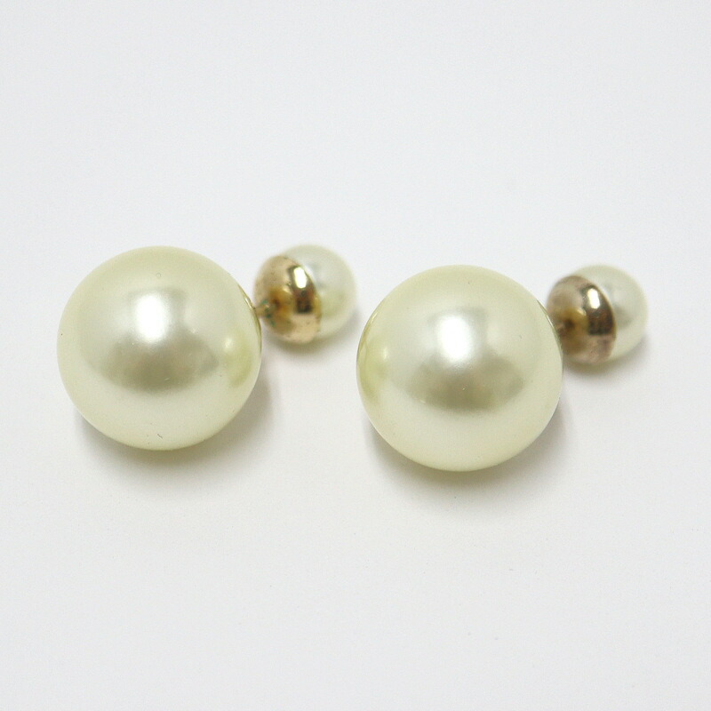 【中古】Dior ディオール ピアス コスチュームパール×GP ゴールド