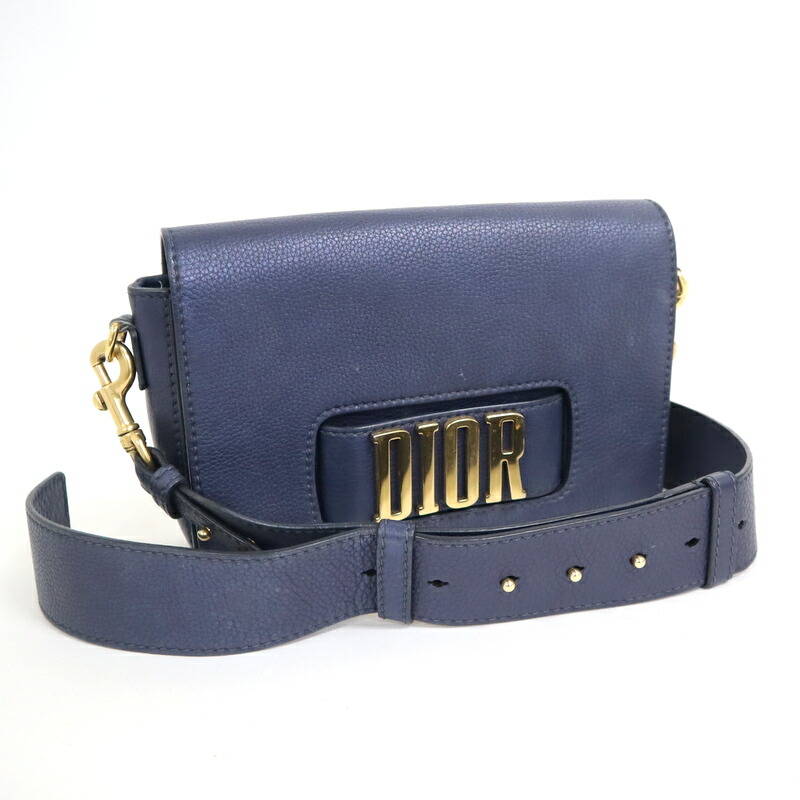 【中古】Dior クリスチャンディオール 系統発生 ショルダーバッグ 米国海軍×ゴールド金具 なめし革 M8000
