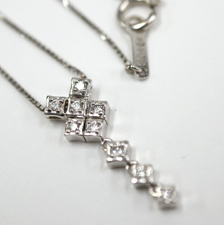 【中古】TASAKI タサキ K18WG ダイヤモンド デザイン ネックレス ホワイトゴールド D0.11ct 3.0g|JJcollection