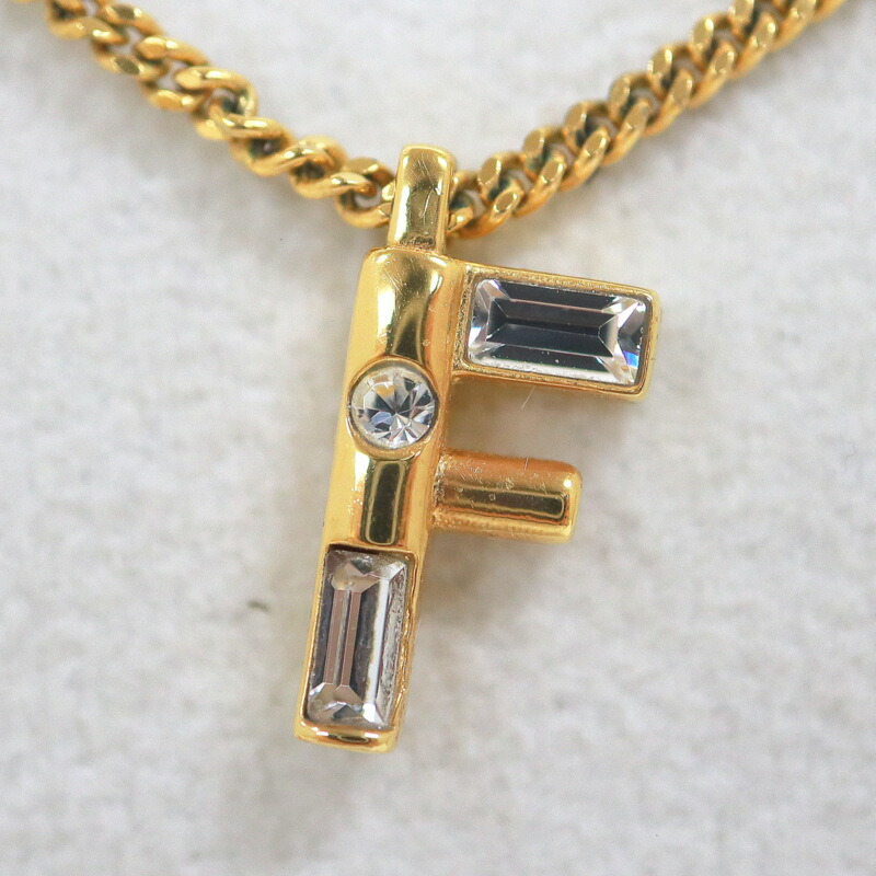 【中古】FENDI フェンディ Fロゴタイプ･首飾り ８AH718 ゴールド×伝達ルート石ころ GP