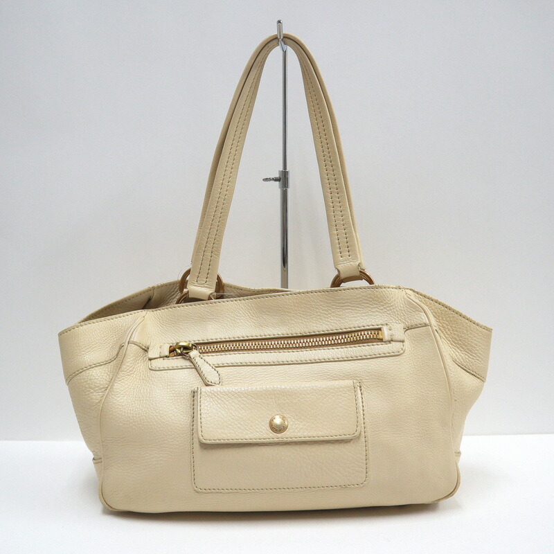 【中古】PRADA プラダ セミショルダーバッグ レザー アイボリー×ゴールド金具