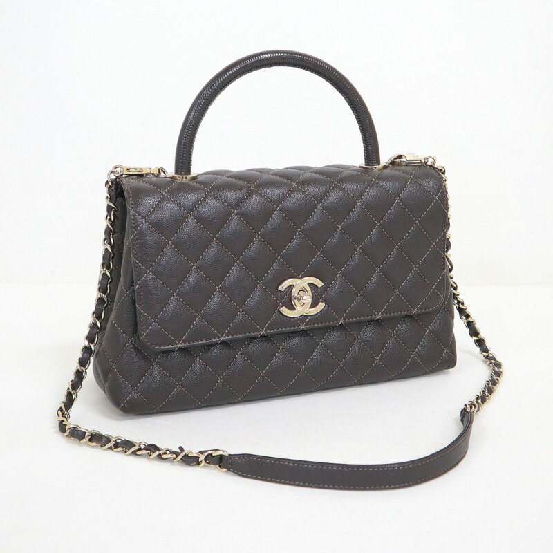 【中古】CHANEL シャネル マトラッセ・ココハンドル（S）・チェーンショルダーバッグ キャビアスキン A92991 RFIDタグ