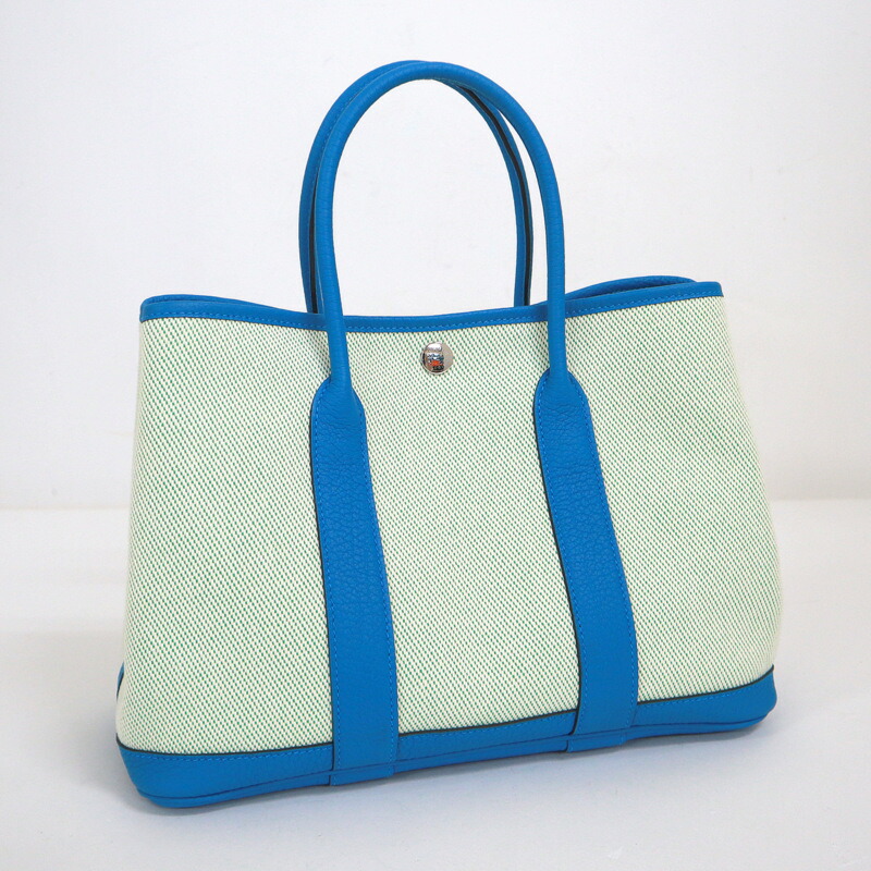 【中古】HERMES エルメス ガーデンパーティ・ヴェルソ TPM 30 ハンドバッグ ツイルアッシュ×ネゴンダ B刻 2023年
