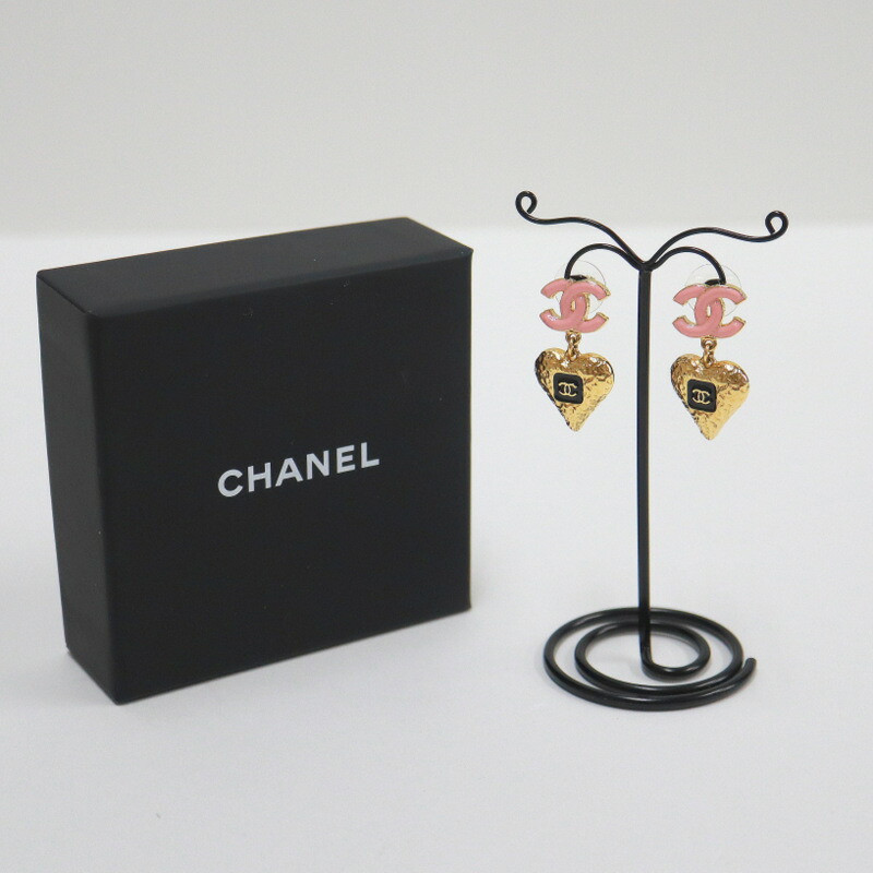 楽天市場】CHANEL シャネル フープ CC ハート ピアス シャンパン